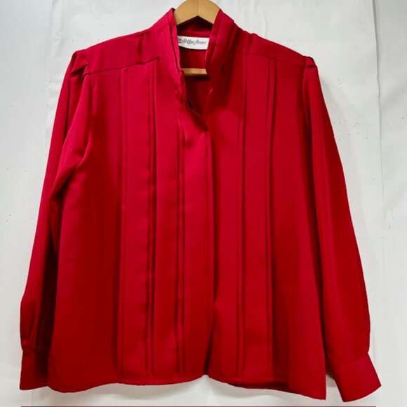 Yves St. Clair Tops - Vintage Yves St. Clair Blouse in red , pleated button up work/casual (B29)